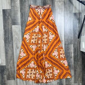 Free People Orange Floral Strapless Dress